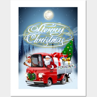 Cartoon christmas truck Posters and Art